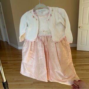 Boutique Girls Pink Dupioni Silk Dress Set l 6-12M